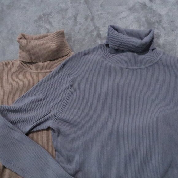 H&M Sweater Women XL Gray Knit Turtleneck Pullover Stretch Minimalist Classy Lot - Picture 2 of 15